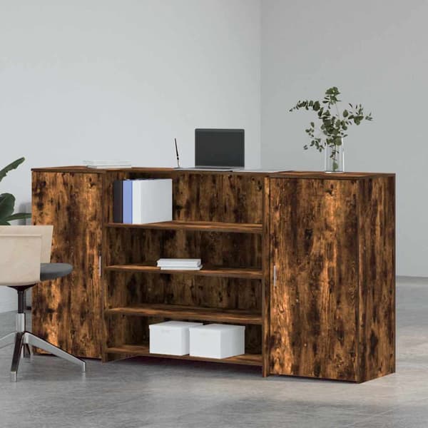 Receptionsdisk rökfärgad ek 200x50x103,5 cm konstruerat trä