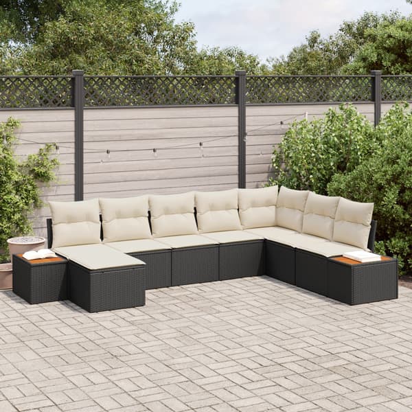 Trädgårdsoffset 8 st Svart Poly rattan