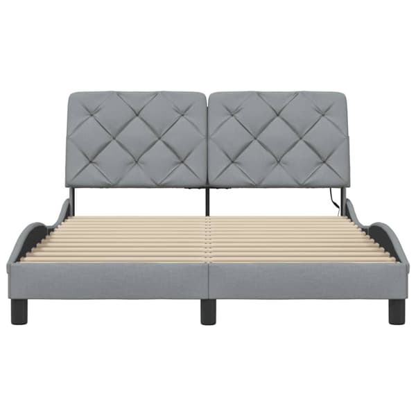 Bed Frame with LED without Mattress Light Grey 120x200 cm Fabric