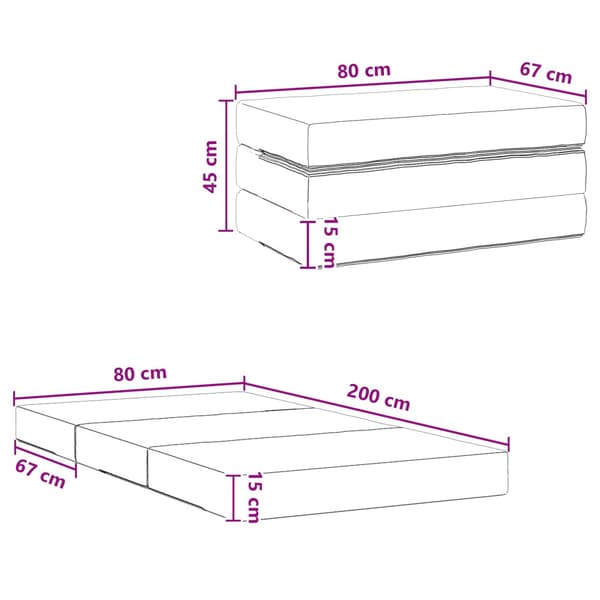 Fällbar Soffbed 80 x 67 x 45 cm Mörkgrå