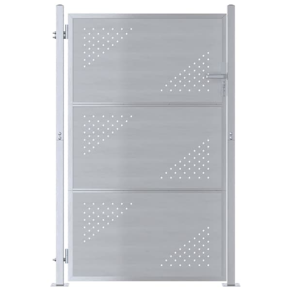 Trädgårdsgrind 85 x 144 cm Rostfritt stål Silver Låsbar