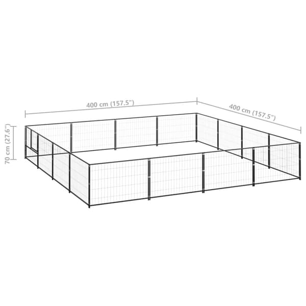 Hundgård svart 16 m² stål