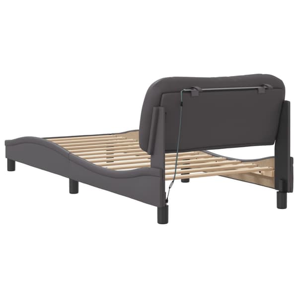 Bed Frame with LED without Mattress "Hvar" Grey 80x200 cm