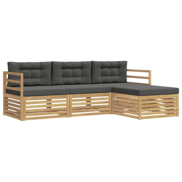 Utomhussoffset med kudde 4 pcs Vit och antracit Polyester