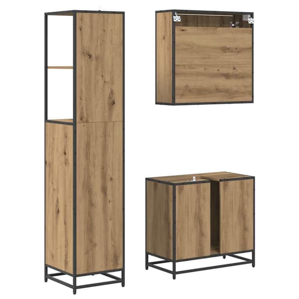 Badrumsmöbelset med låda 3 pcs Artisan Ek Konstruerat trä