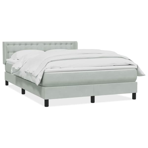 Ramsäng med madrass ljusgrå 160x210 cm sammet