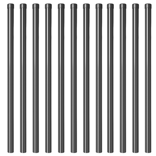 Stängselstolpe 12 pcs Grå 110 cm Pulverlackerad stål