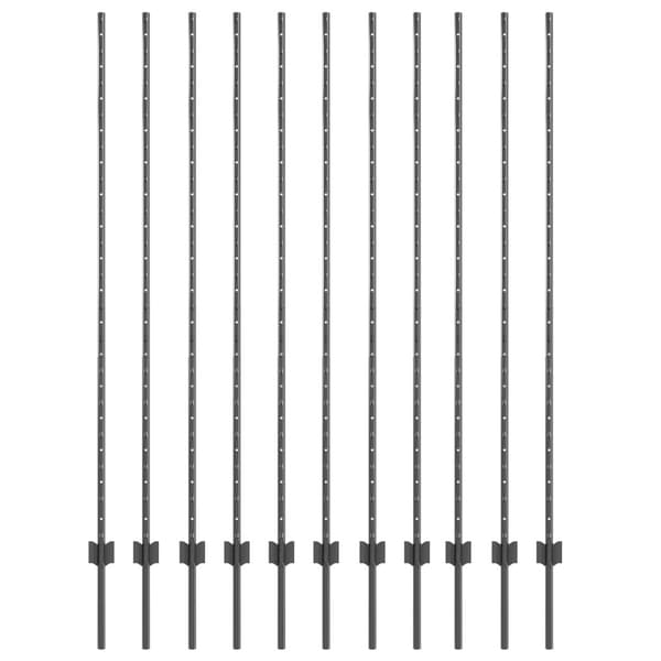 Stängselstolpe 11 pcs Grå 160 cm Stål