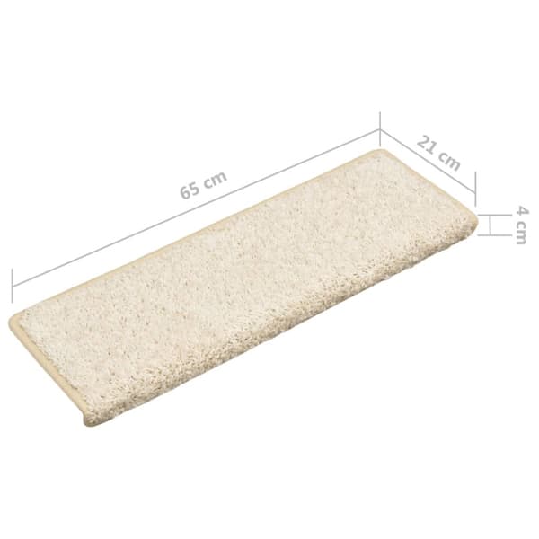 Trappmattor 15 st 65x21x4 cm vita rektangulära kanter