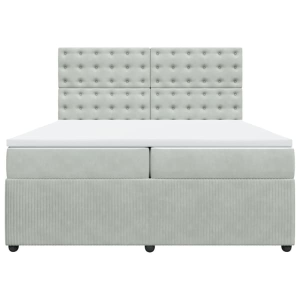 Ramsäng med madrass ljusgrå 200x200 cm sammet