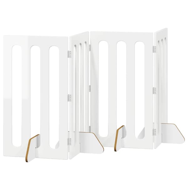 Fällbar husdjursgrind 4 pcs Högblank Vit 201 x 38 x 90 cm