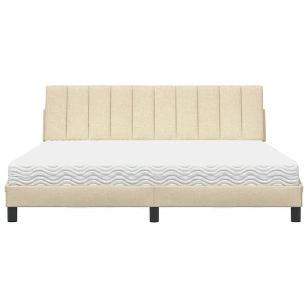 Bed with Mattress "Hanko" Cream 180x200 cm Fabric