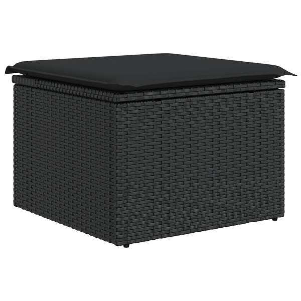 Trädgårdsoffset med kudde 6 pcs Svart Poly rattan