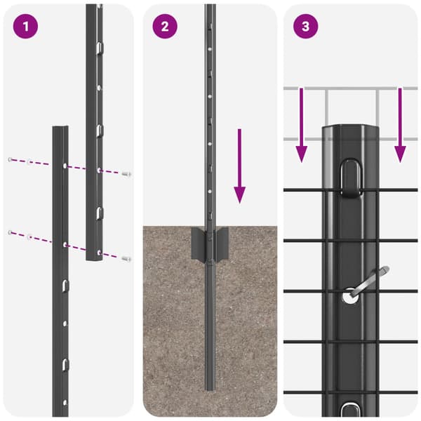 Stängsel med stolpe Grå 1,5 x 25 m Stål