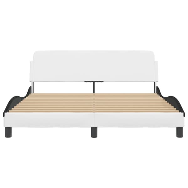 Bed Frame "Dover" White&Black 160x200 cm Faux Leather