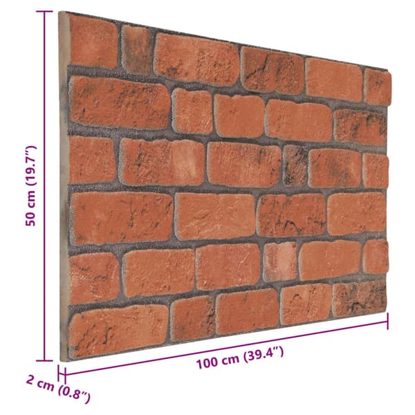 Väggpaneler 10 pcs Terracotta 100 x 50 cm EPS Skum