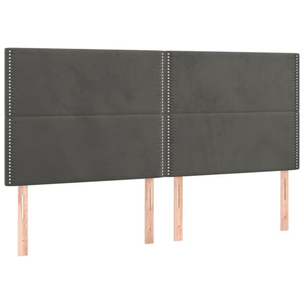 Sänggavel LED mörkgrå 200x5x118/128 cm sammet