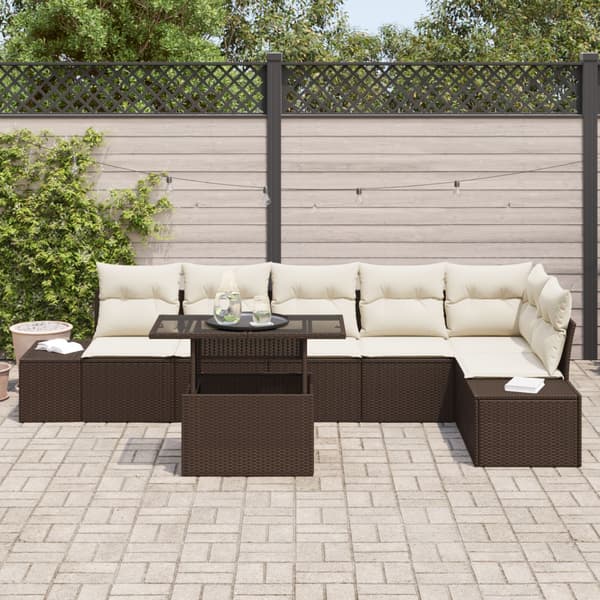Trädgårdsoffset med lagring 7 pcs Brun Poly rattan