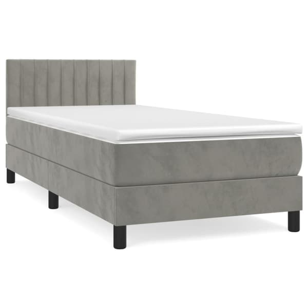 Ramsäng med madrass ljusgrå 100x200 cm sammet