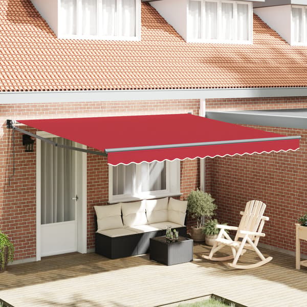 Utfällbar markis Röd 400 × 300 cm Polyester och aluminium