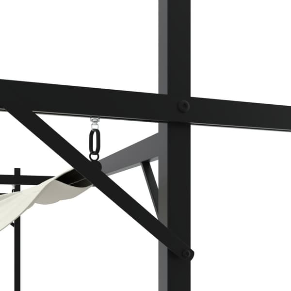 Pergola med infällbart tak gräddvit 395x292x230 cm