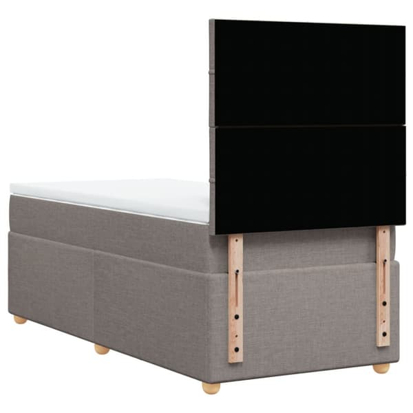 Ramsäng med madrass taupe 90x190 cm tyg