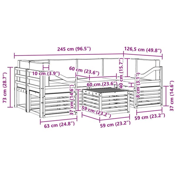 Utomhussoffset med kudde 7 pcs Vit och antracit Polyester