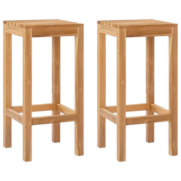 Barpall 2 pcs Brun Massivt teakträ