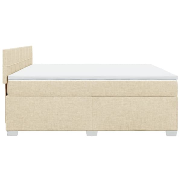 Ramsäng med madrass gräddvit 200x200 cm tyg