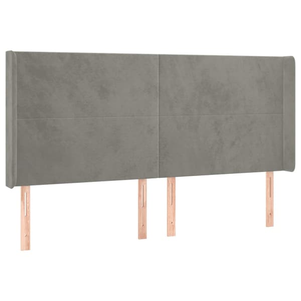 Ramsäng med madrass & LED ljusgrå 200x200 cm sammet