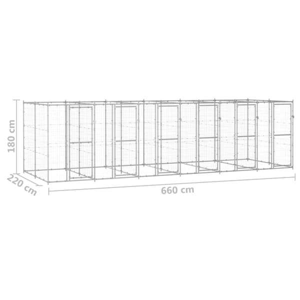 Hundgård för utomhusbruk galvaniserat stål 14,52 m²