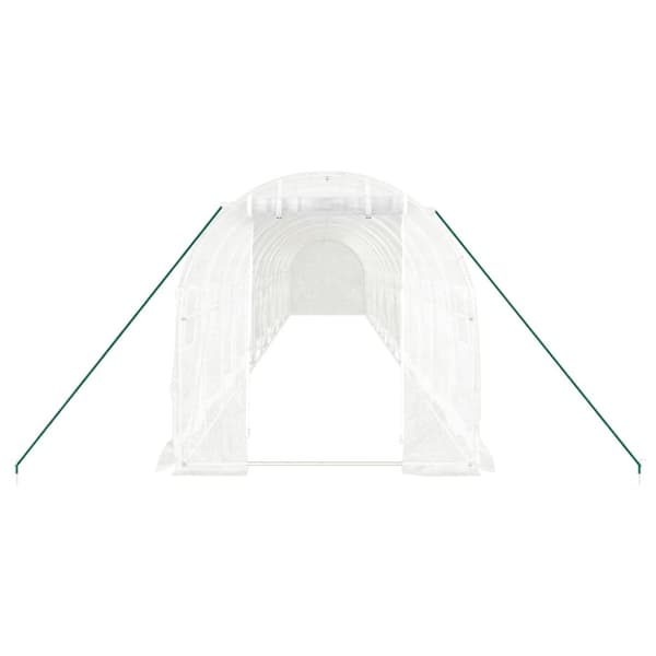 Växthus med stålram vit 28 m² 14x2x2 m