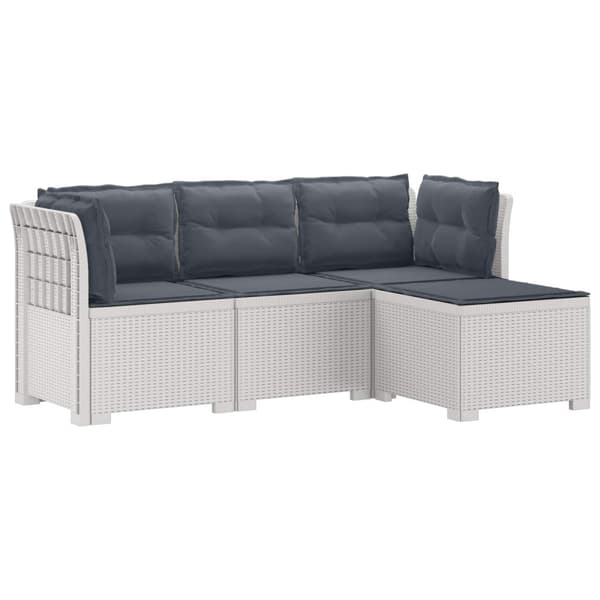 4-sits Trädgårdsoffa med Kuddar Rattan Look PP Vit
