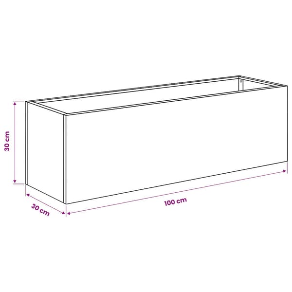 Trädgårdsplanterare Silver 100 x 30 x 30 cm Galvaniserat stål