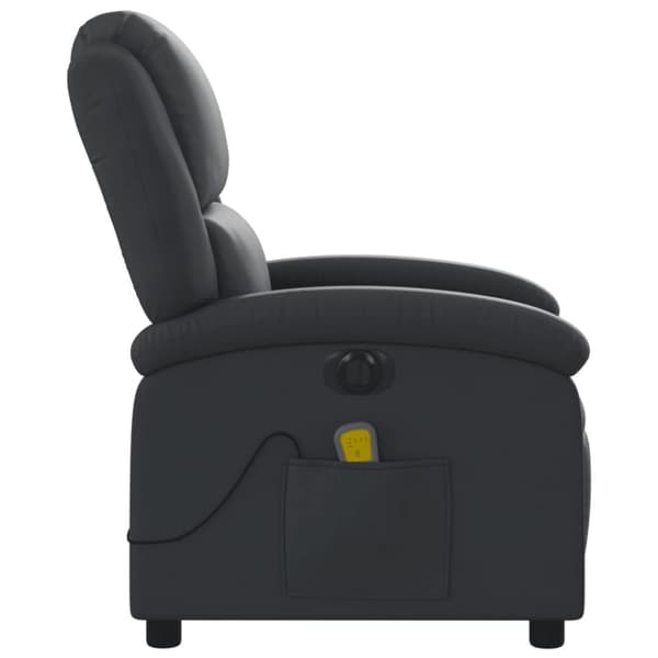 Elektrisk massagefåtölj svart äkta läder