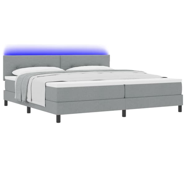 Bäddfjäder med LED-ljusslingor Ljusgrå 200 x 200 cm tyg