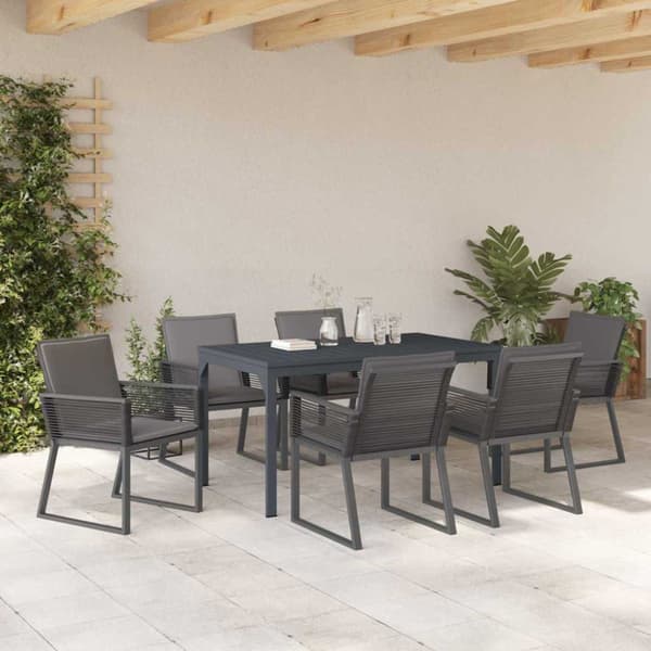 Trädgårdsmöbelset 7 pcs Antracit konstrotting