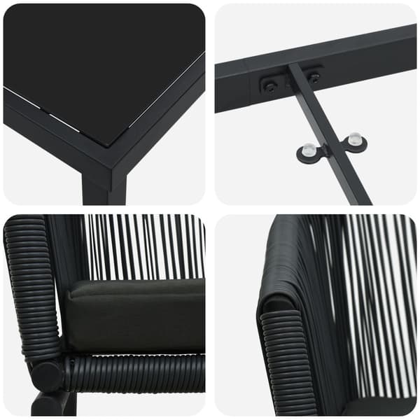 Trädgårdsmöbelset 7 pcs Svart Pulverlackerat stål