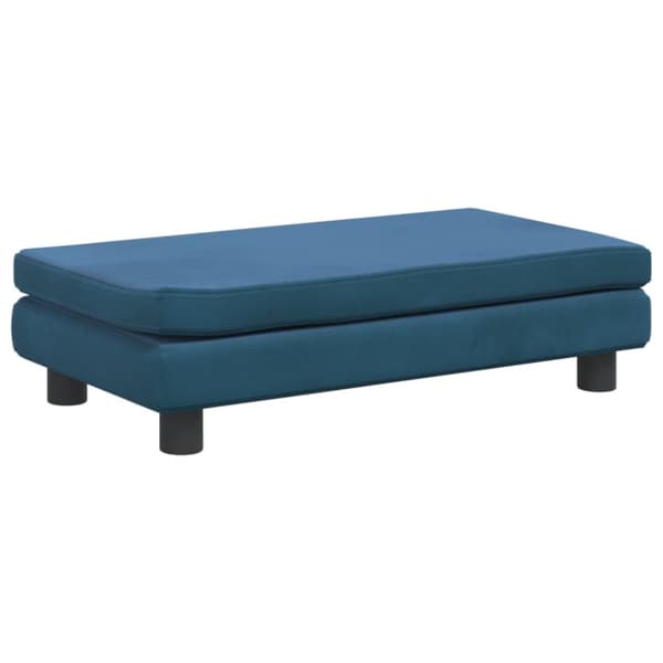 Barnsoffa med fotpall blå 100x50x30 cm sammet
