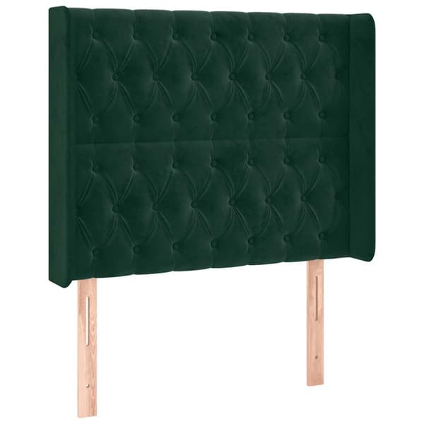 Ramsäng med madrass & LED mörkgrön 100x200 cm sammet