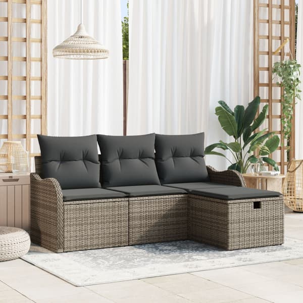 Trädgårdsoffset 4 st Poly rattan