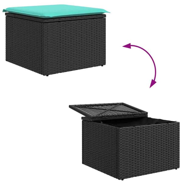Trädgårdsoffset med kudde 9 pcs Svart konstrotting