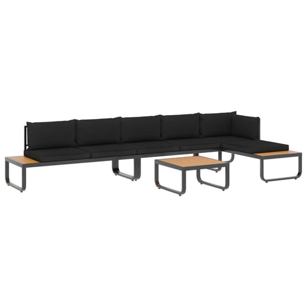 Hörnsoffa set med dynor 4 delar aluminium och WPC