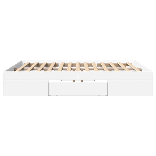 Sängram vit 200x200 cm konstruerat trä