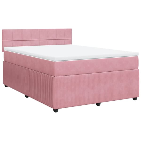 Ramsäng med madrass rosa 140x200 cm sammet