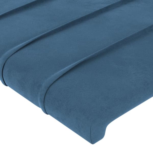 Sänggavel LED mörkblå 80x5x118/128 cm sammet