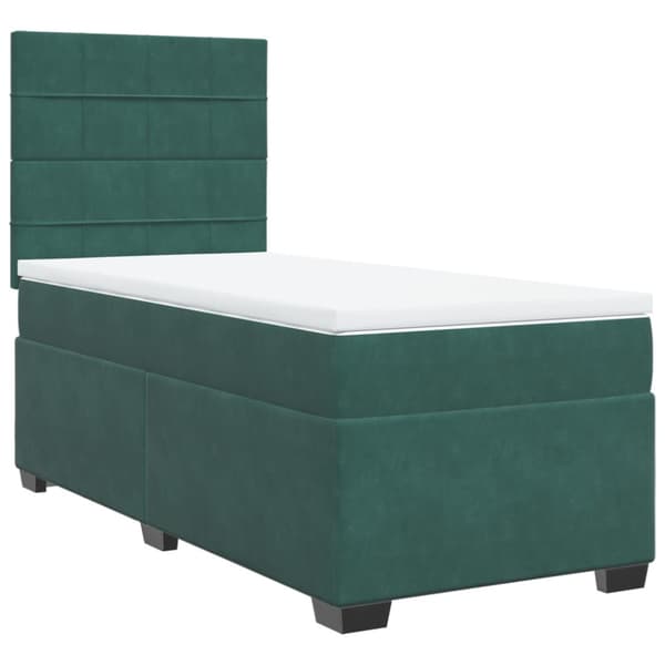 Ramsäng med madrass mörkgrön 90x200 cm sammet