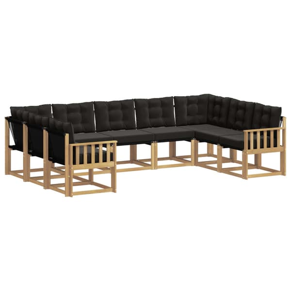 Utomhussoffset med kudde 9 pcs Vit och svart