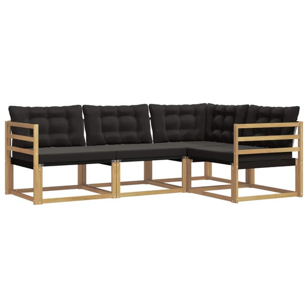 Utomhussoffset med kudde 4 pcs Vit och svart