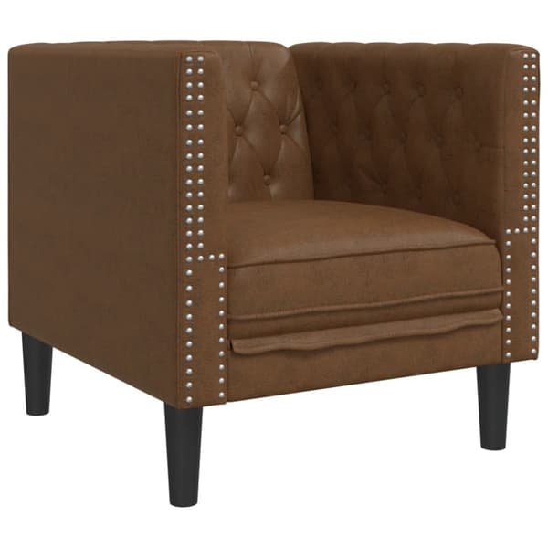 Soffgrupp chesterfield 3 delar brun konstmocka